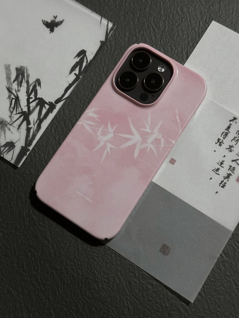 「Chinoiserie」Pink Bamboo Chinese Ink Painting Phone Case