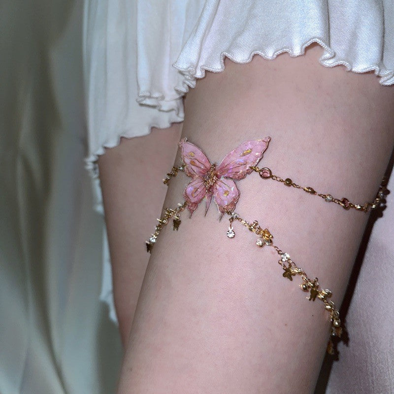 Pink Butterfly Leg Chain