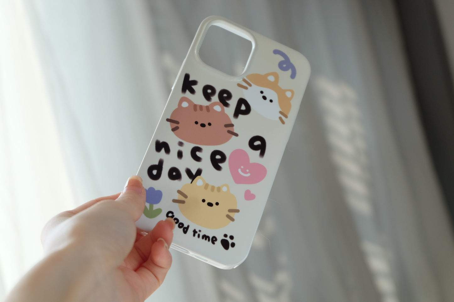 Keep a nice day cute kittens phone case