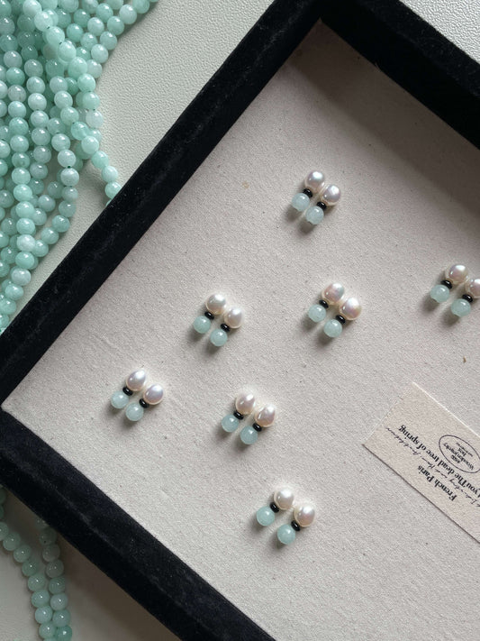 8-10mm Baroque Pearl Mints Earrings