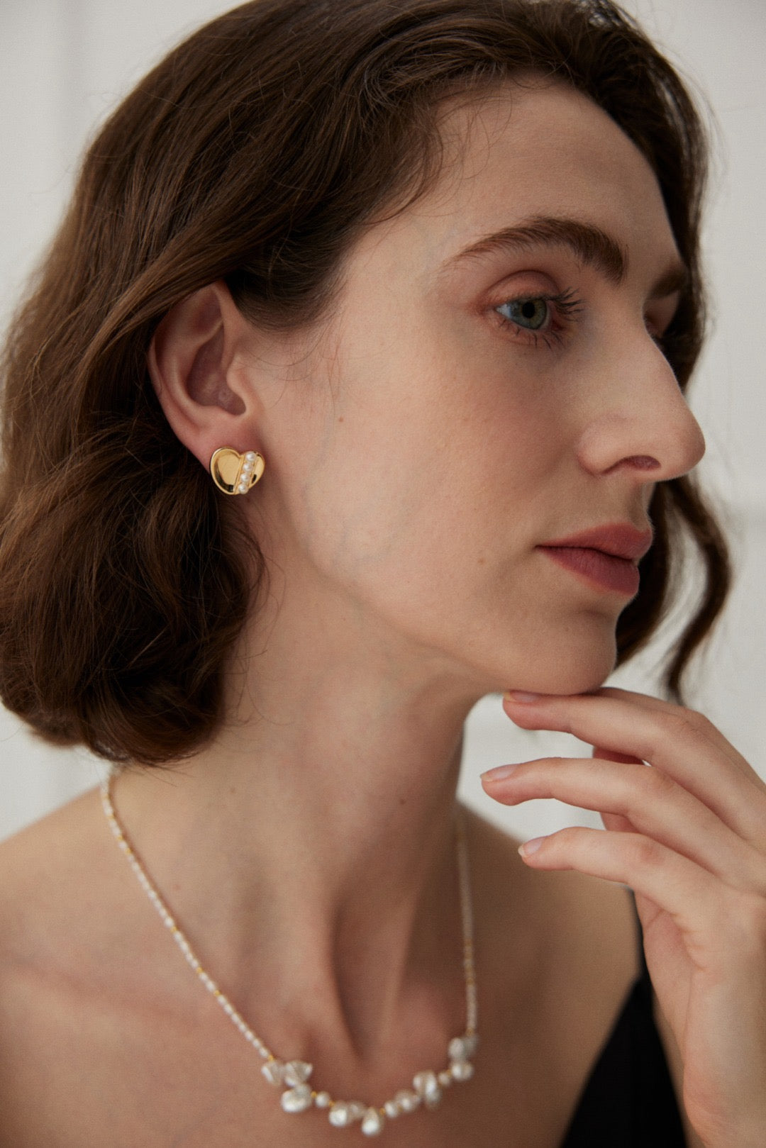 Heart Pearl Silver Earrings