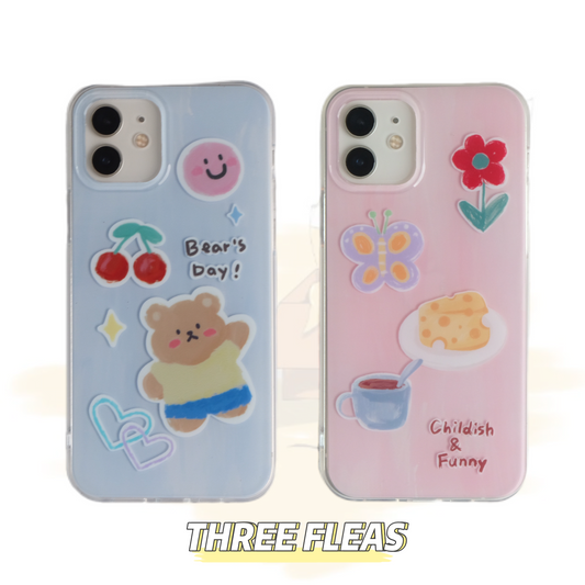 Bear Butterfly Printed Phone Case