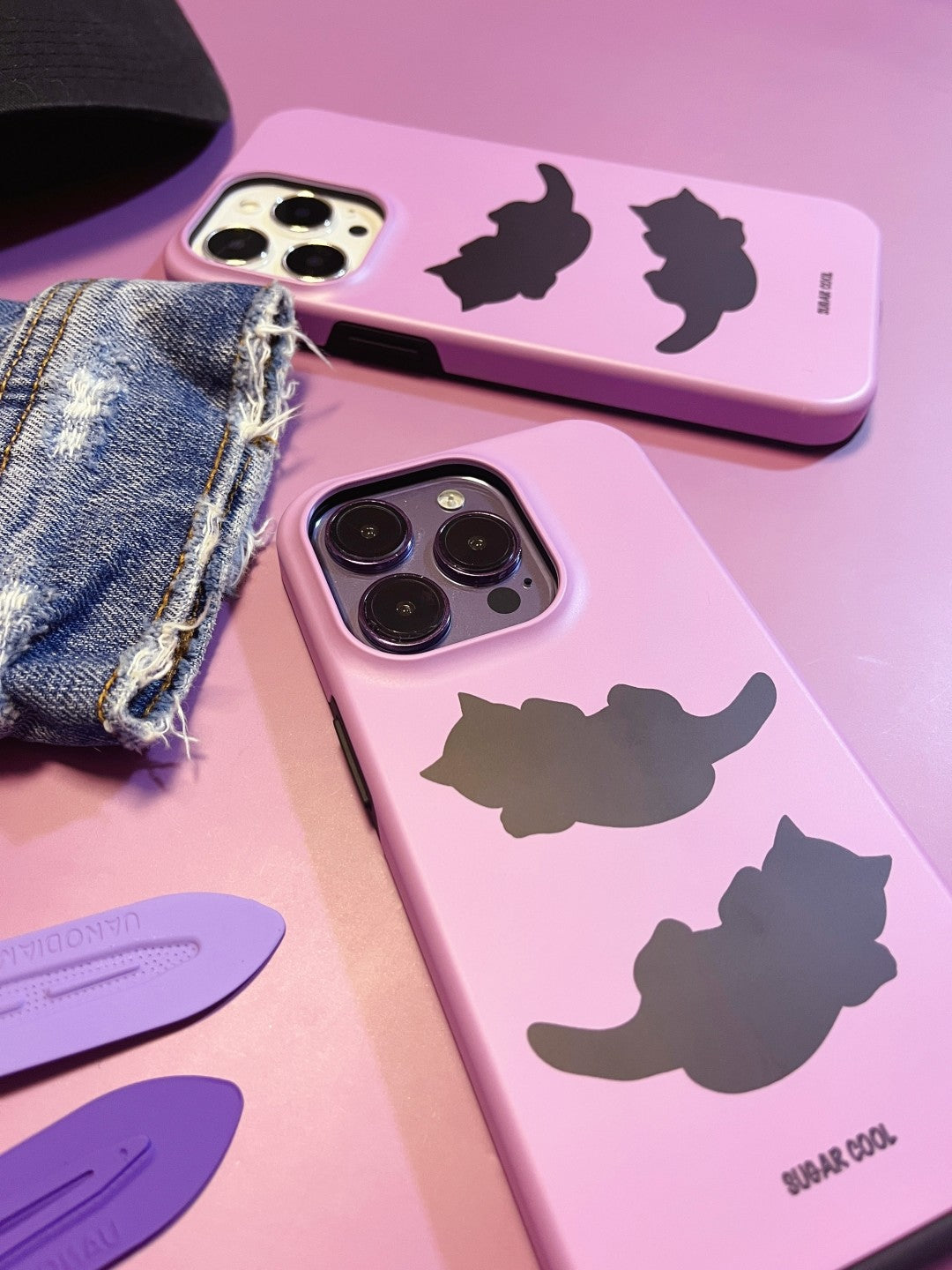 Black Cat Printed Double Layer Phone Case