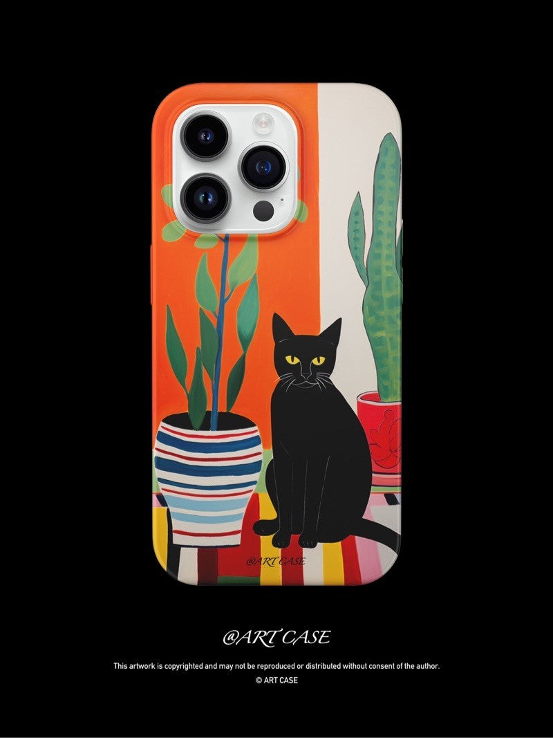 Black Cat Printed Phone Case