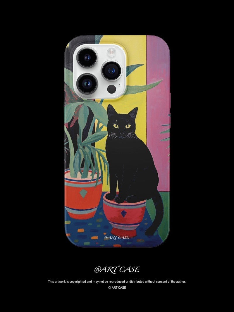 Black Cat Printed Phone Case