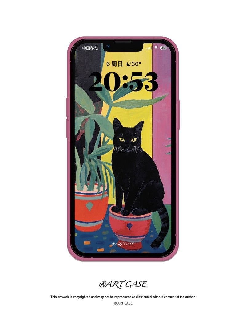Black Cat Printed Phone Case