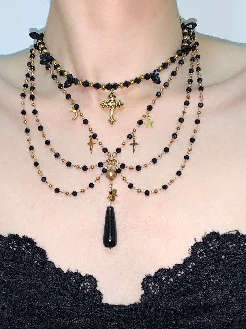 Black Widow Tassel Layered Choker