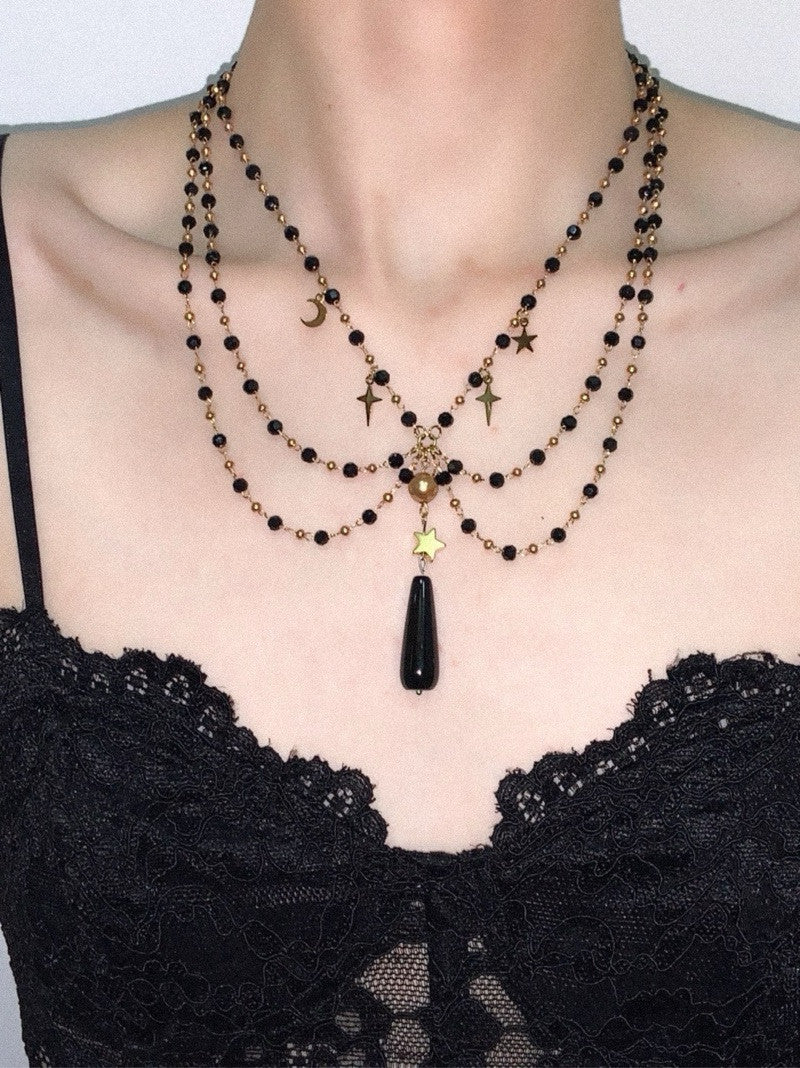 Black Widow Tassel Layered Choker