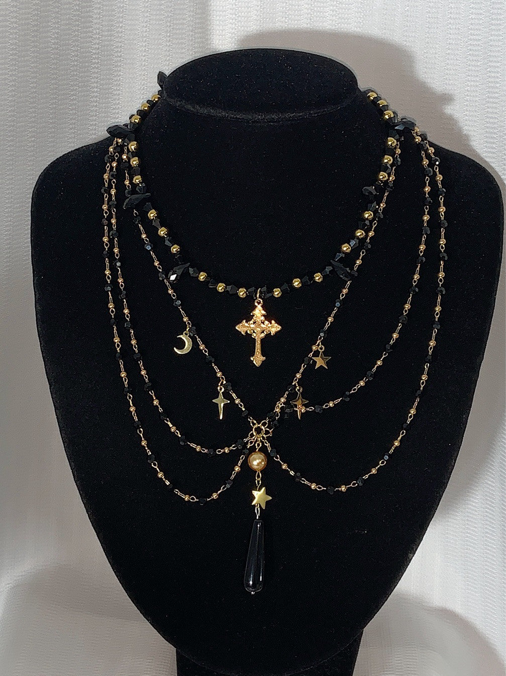 Black Widow Tassel Layered Choker