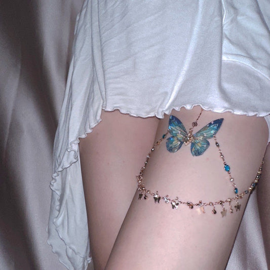 Blue Butterfly Thigh Chain