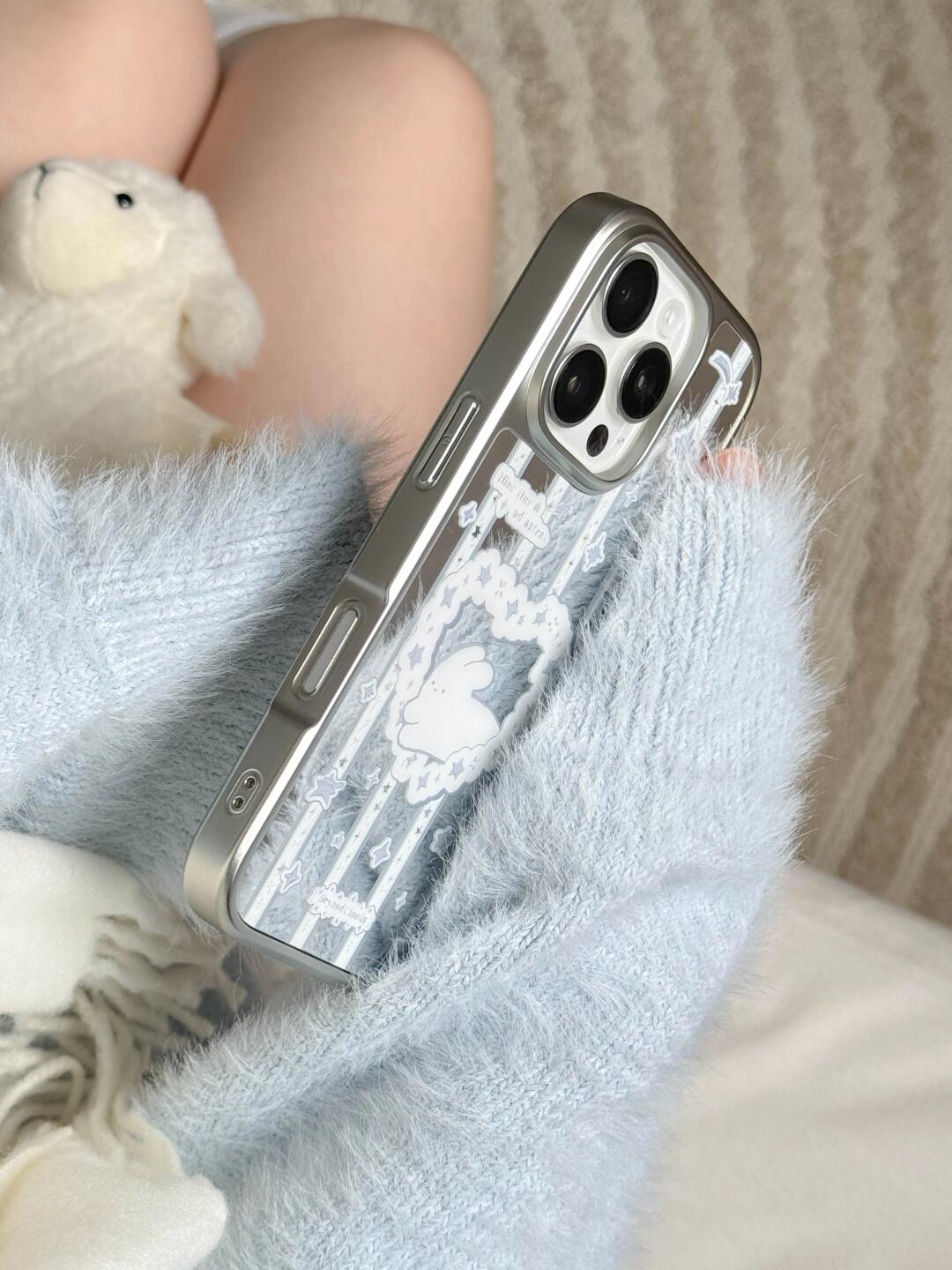 Blue Heart Bunny Printed Phone Case