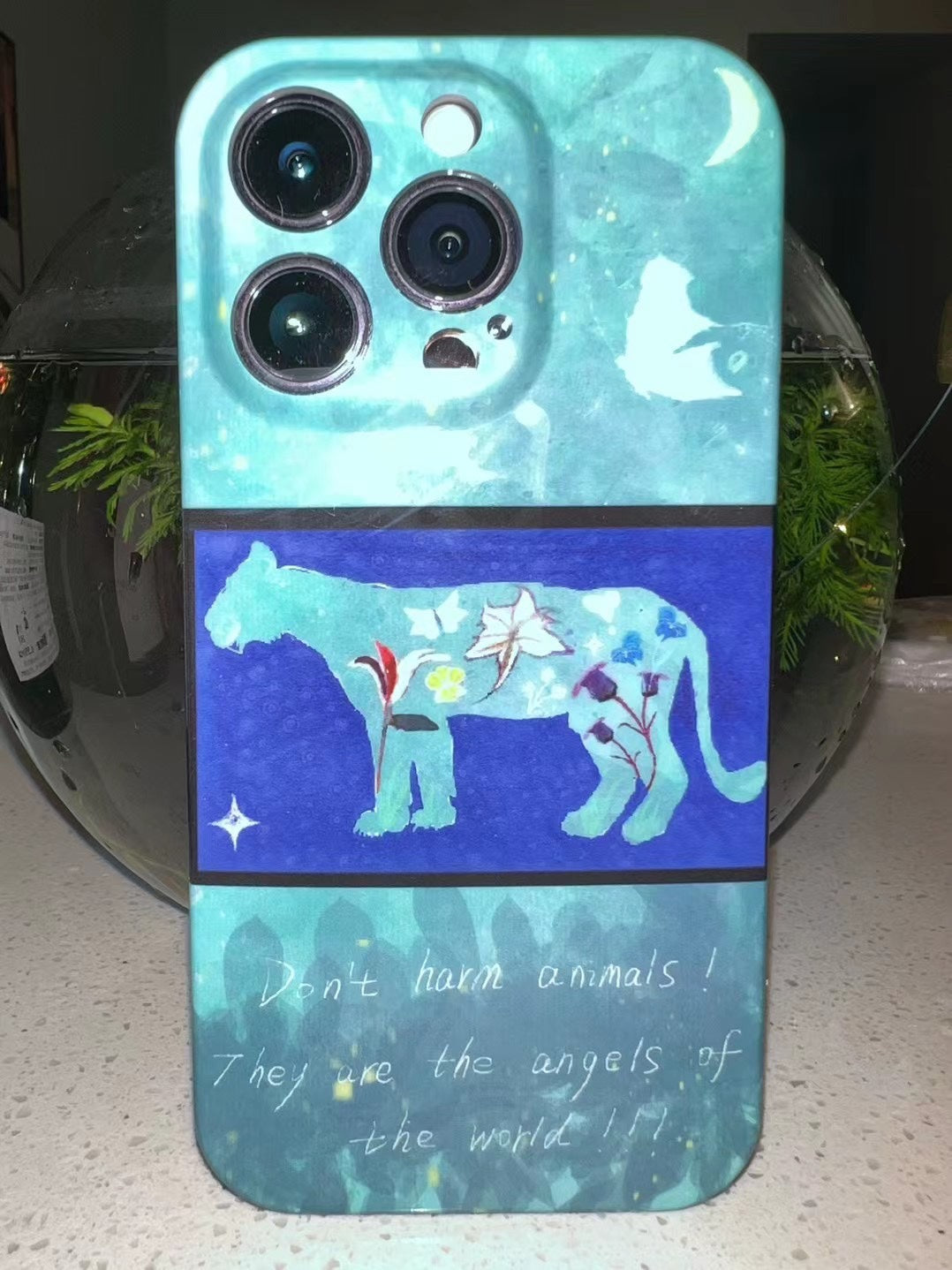 Blue Leopard Printed Phone Case
