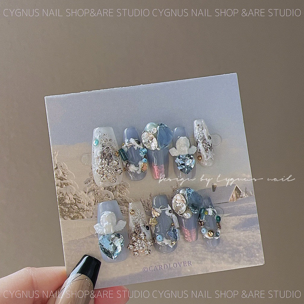 Blue Snowflake Luxury Press On Nails Set