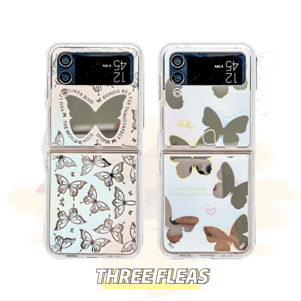 Butterfly Galaxy Z-Flip 3/4 mirror phone case | Samsung Phone Case | Three Fleas Butterfly Galaxy Z-Flip 3/4 mirror phone case | Samsung Phone Case | Three Fleas