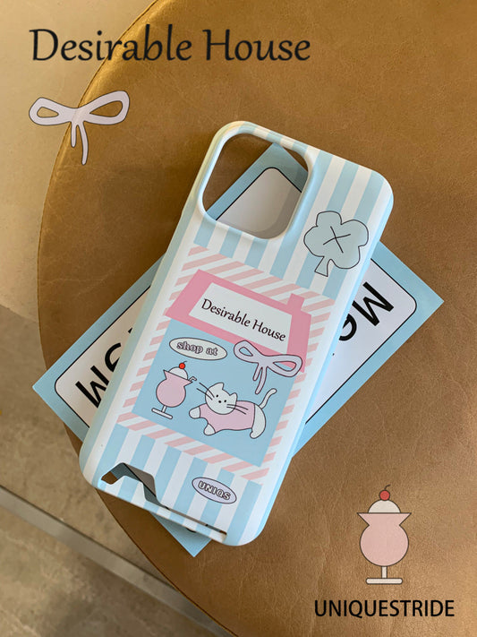 Cat House Printed Card Holder Phone Case