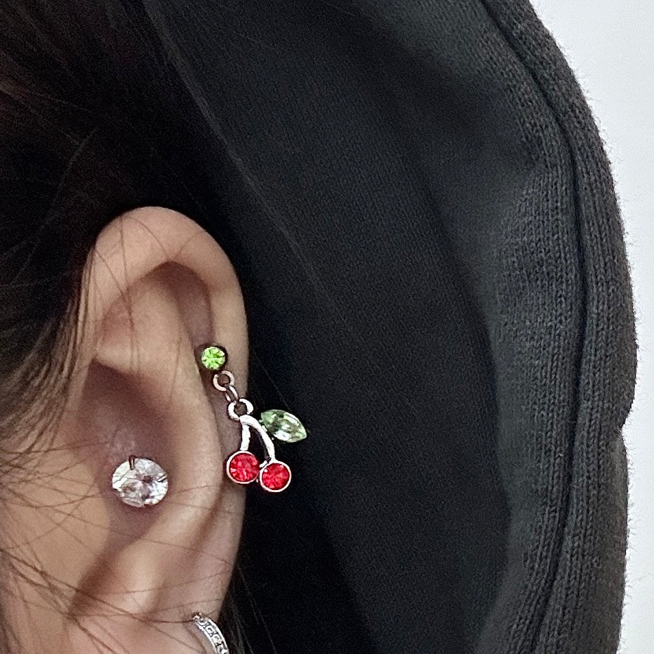 Cherry Threaded Screw Flat Black Earring