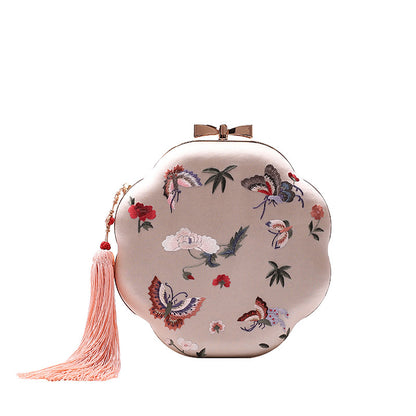 [Chinoiserie] Butterflies Embroidery Clutch Flower Bag