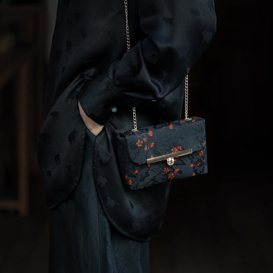 [Chinoiserie] Flower Silk Crossbody Bag