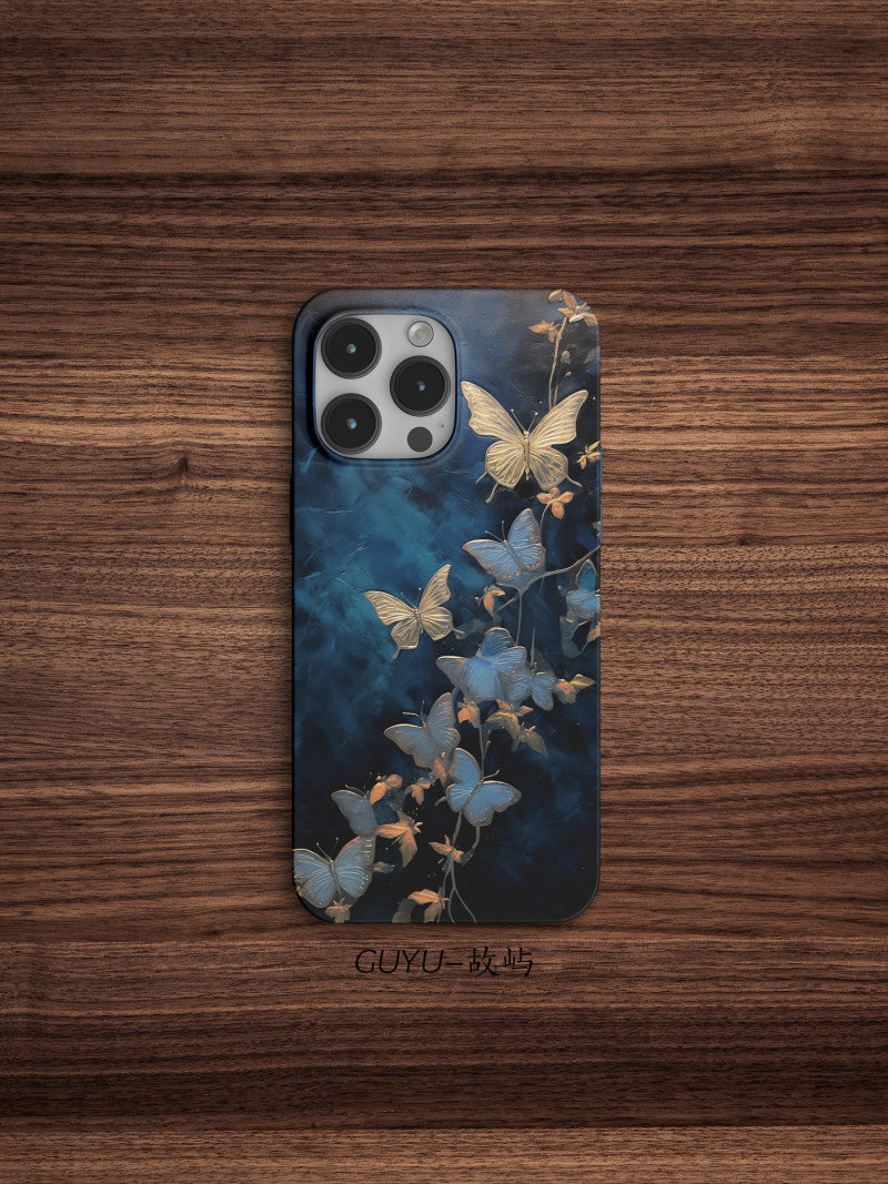「Chinoiserie」Golden Butterfly Printed Phone Case