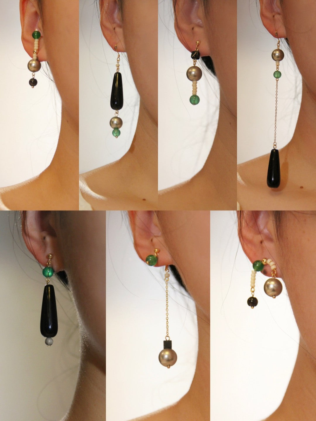 「Chinoiserie」Natural Agate Pearl Dangle Earrings