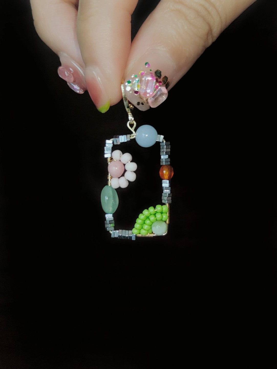 「Chinoiserie」Natural Jade Square Earrings