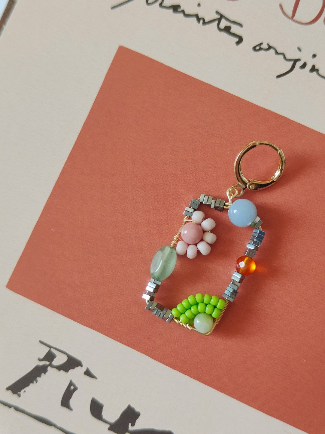 「Chinoiserie」Natural Jade Square Earrings