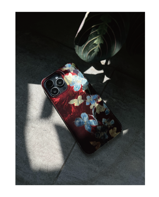「Chinoiserie」Palace Flowers Printed Red Phone Case