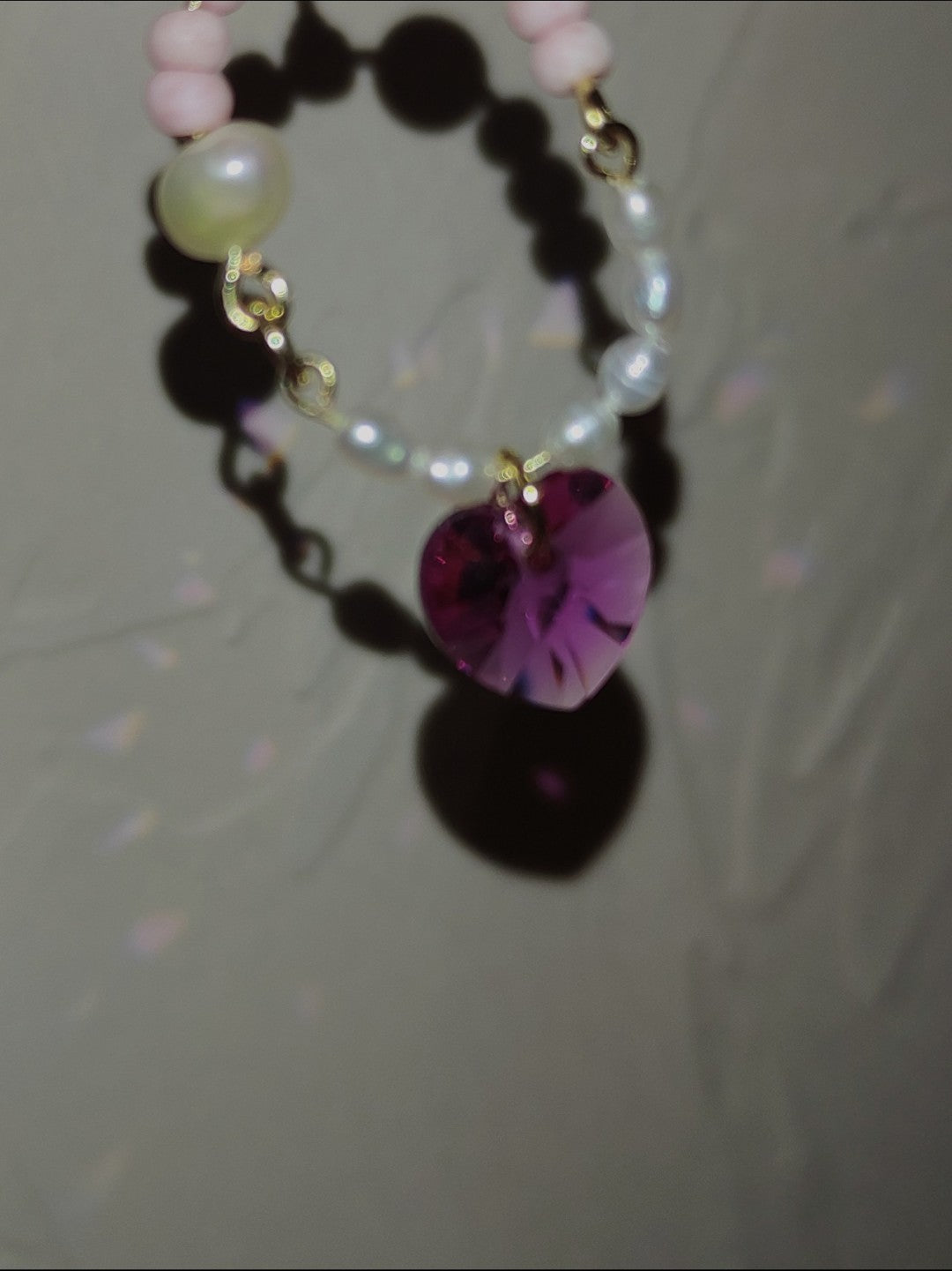 「Chinoiserie」Pink Crystal Pearl Hoop Earrings