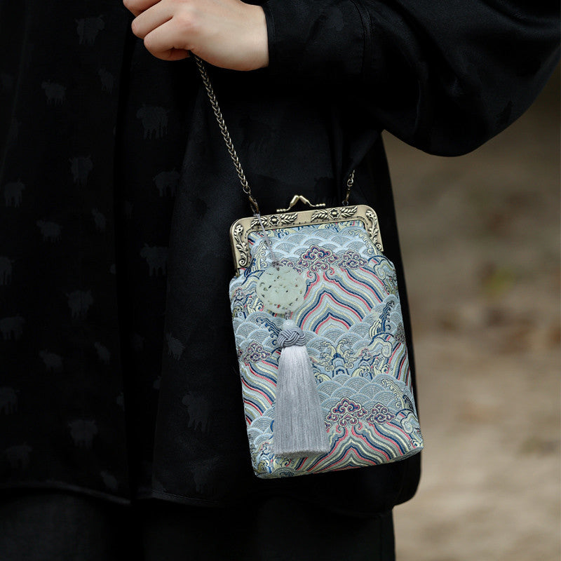 [Chinoiserie] Waves Frame Clutch Bag