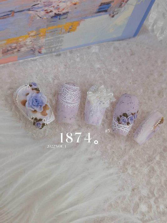 Coquette Lace 3D Flower Press On Nails Set