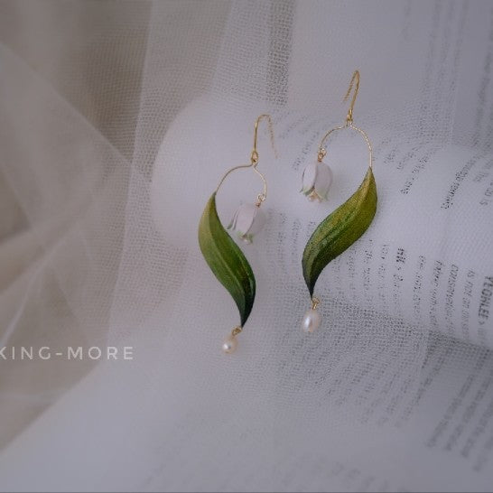 Cowhide Bell Orchid Earrings