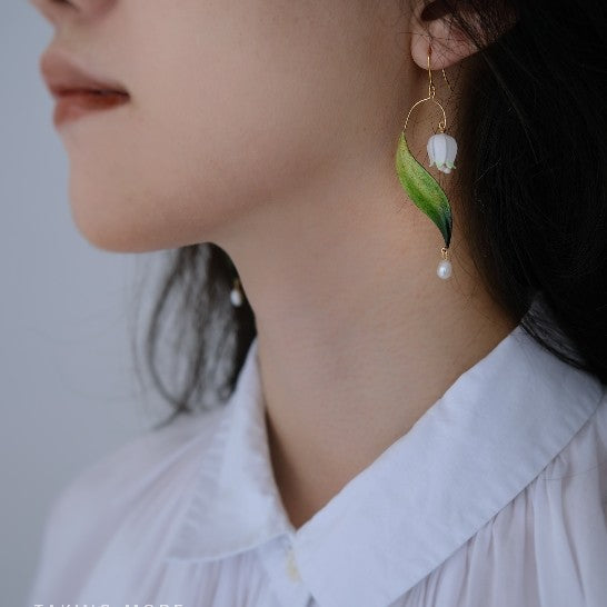 Cowhide Bell Orchid Earrings