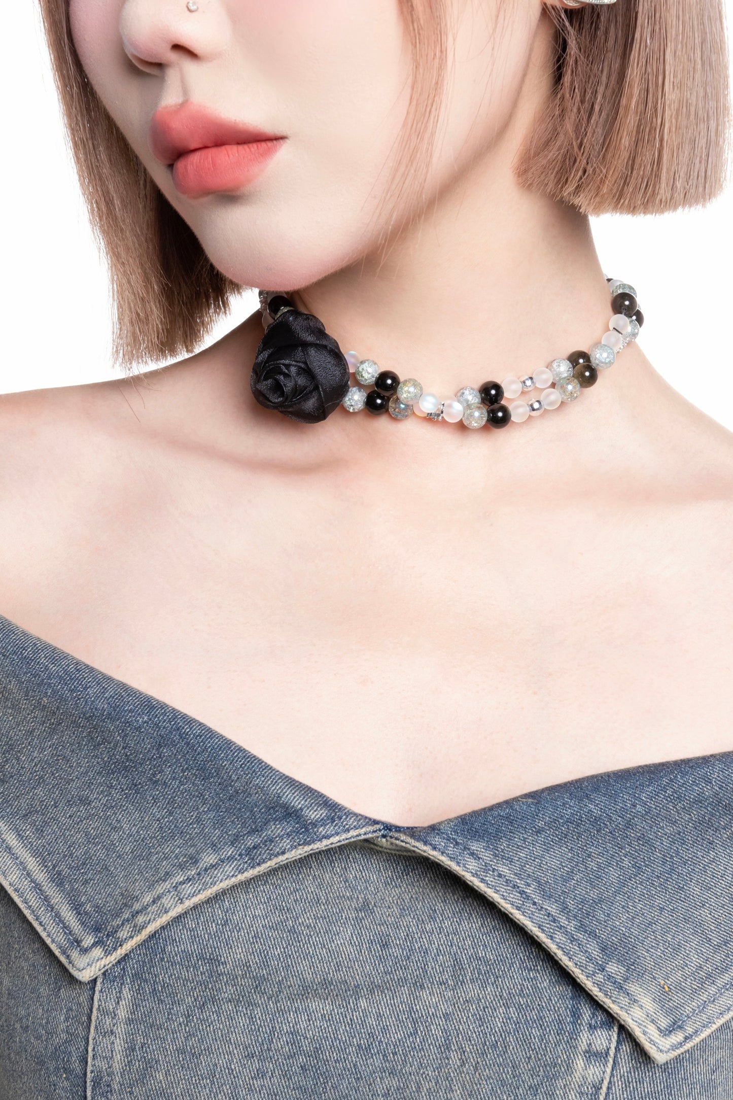 Double Strand Pearl Rose Choker