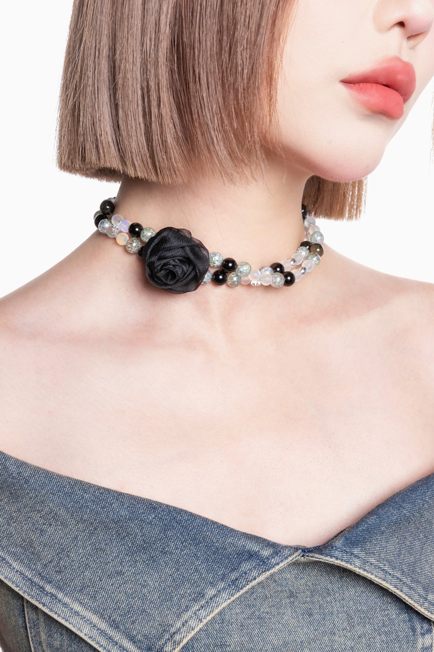 Double Strand Pearl Rose Choker