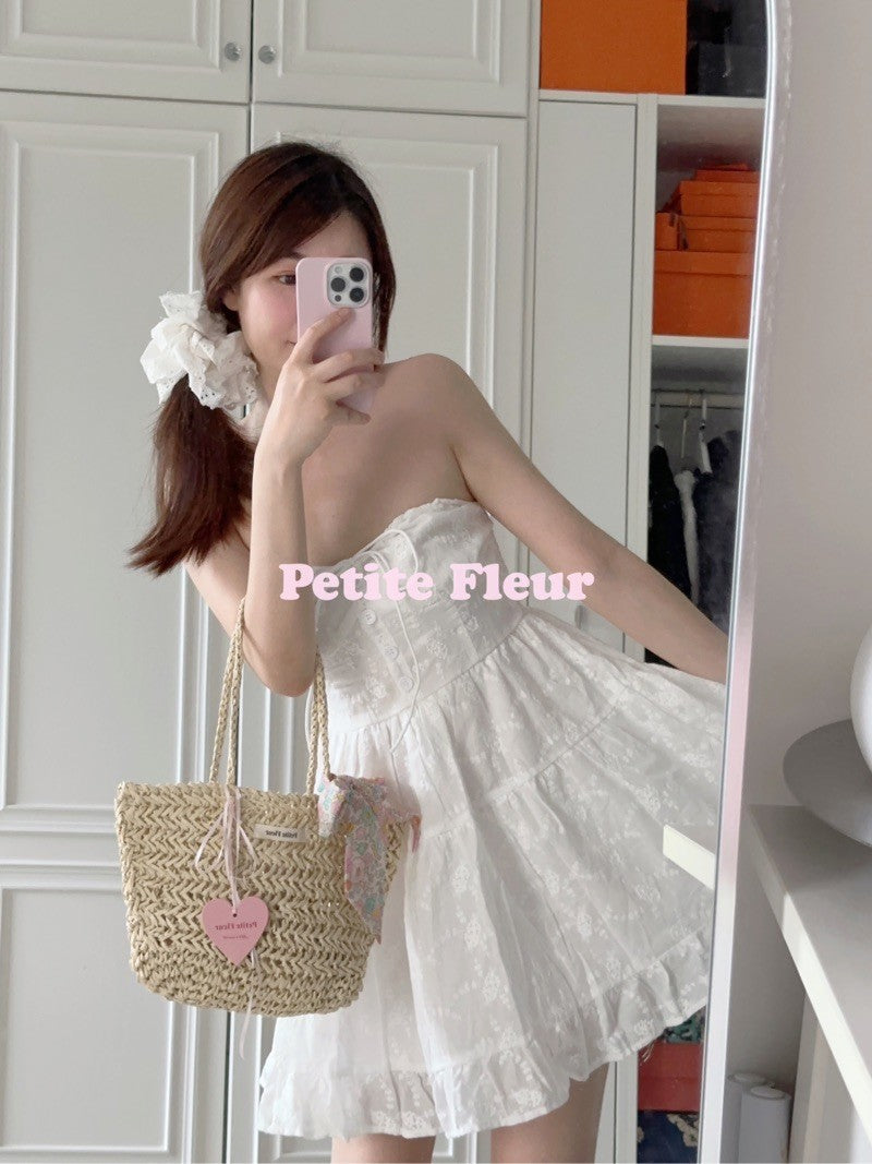 Floral Bow Handwoven Straw Bag