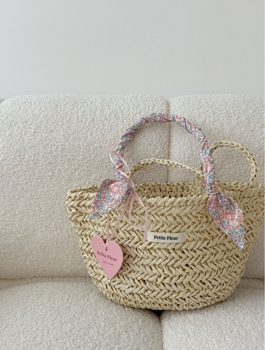 Floral Bow Handwoven Straw Bag