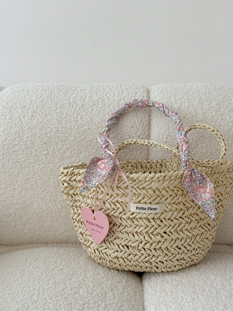 Floral Bow Handwoven Straw Bag