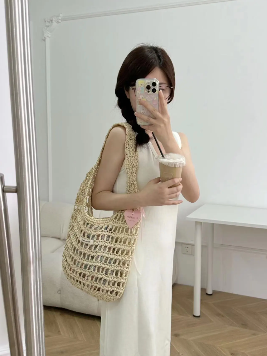 Floral Handwoven Straw Bag