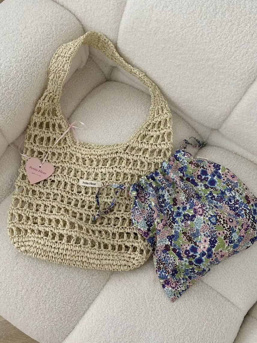 Floral Handwoven Straw Bag