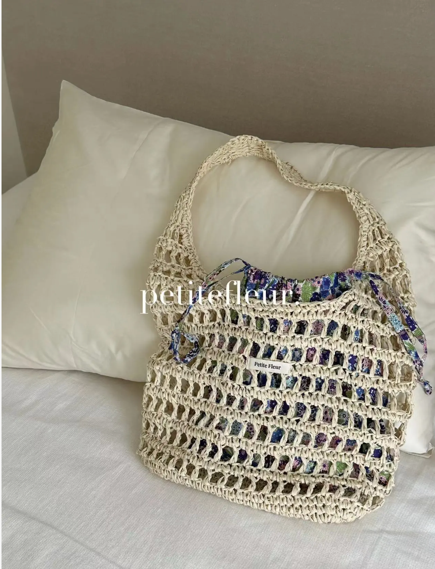 Floral Handwoven Straw Bag