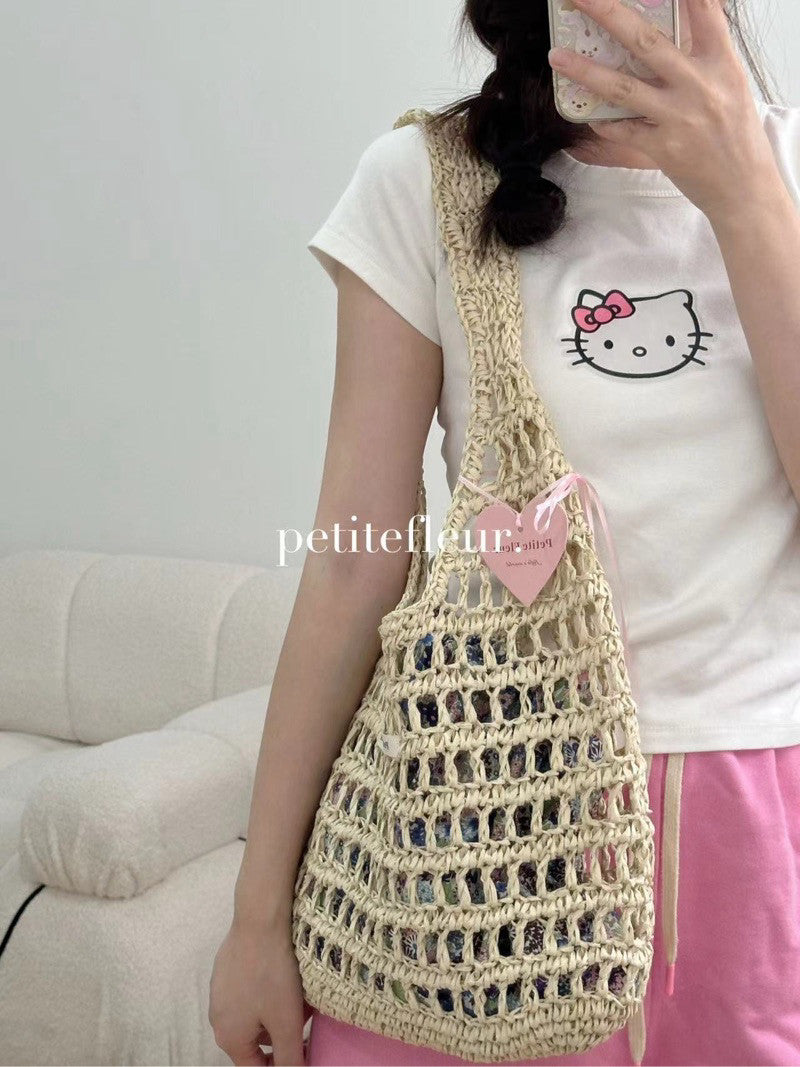Floral Handwoven Straw Bag