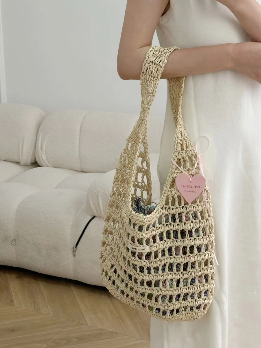 Floral Handwoven Straw Bag