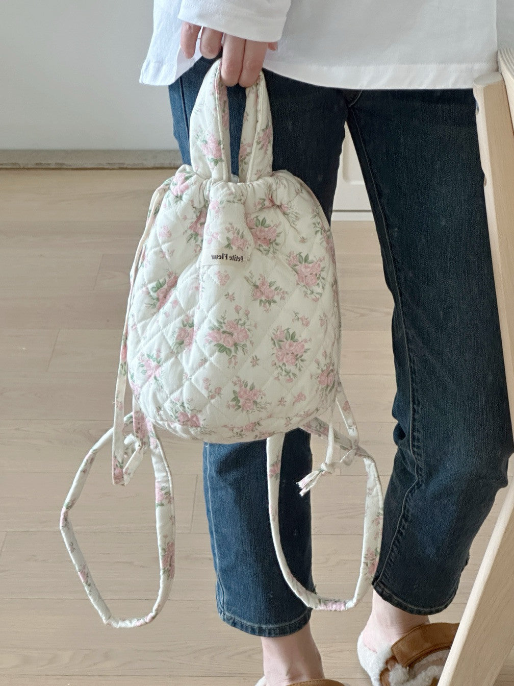 Floral Print Drawstring Cloud Backpack