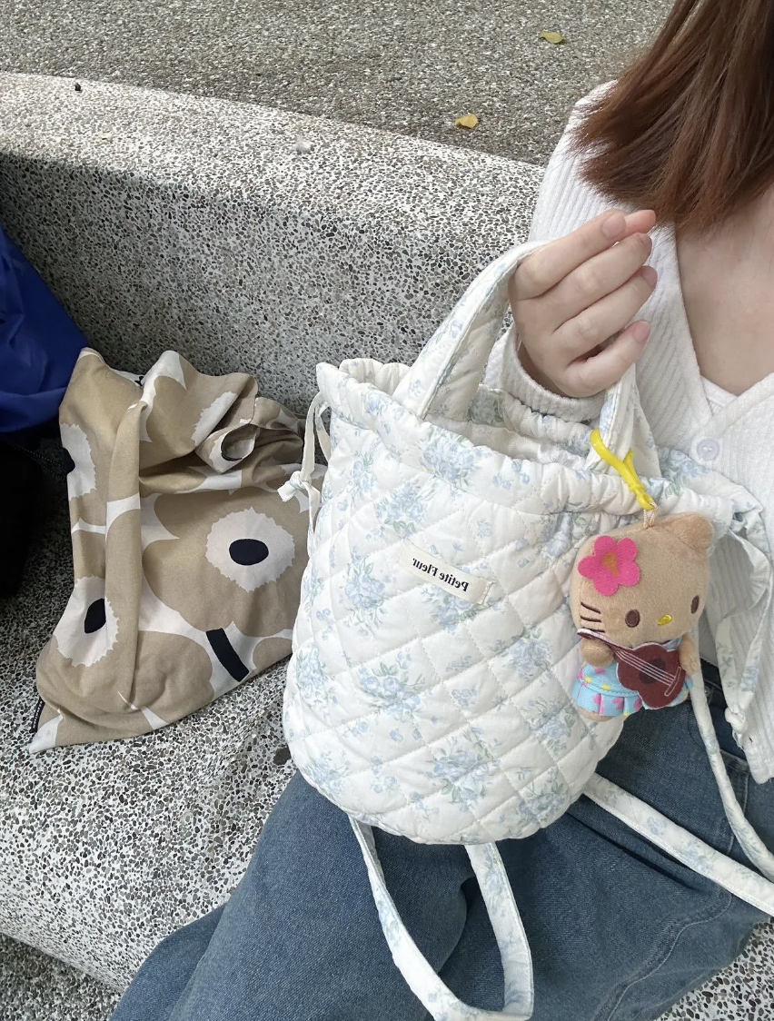 Floral Print Drawstring Cloud Backpack