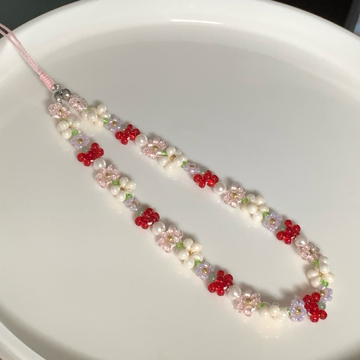 Flower Beaded Phone Charm