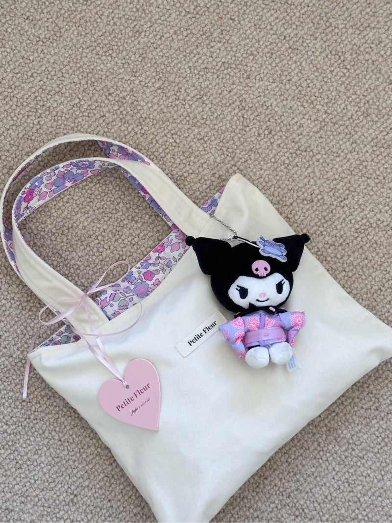 French Floral Print Doubleface Suede Handbag