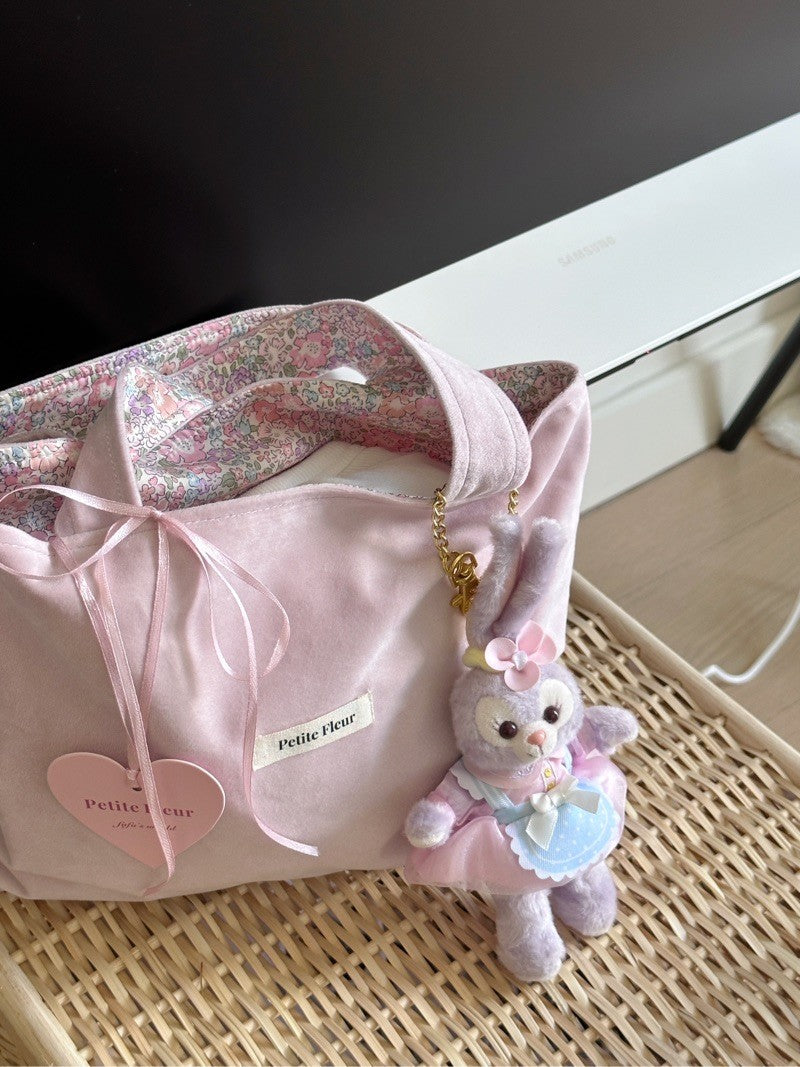 French Floral Print Doubleface Suede Handbag