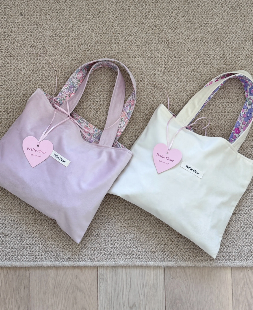 French Floral Print Doubleface Suede Handbag