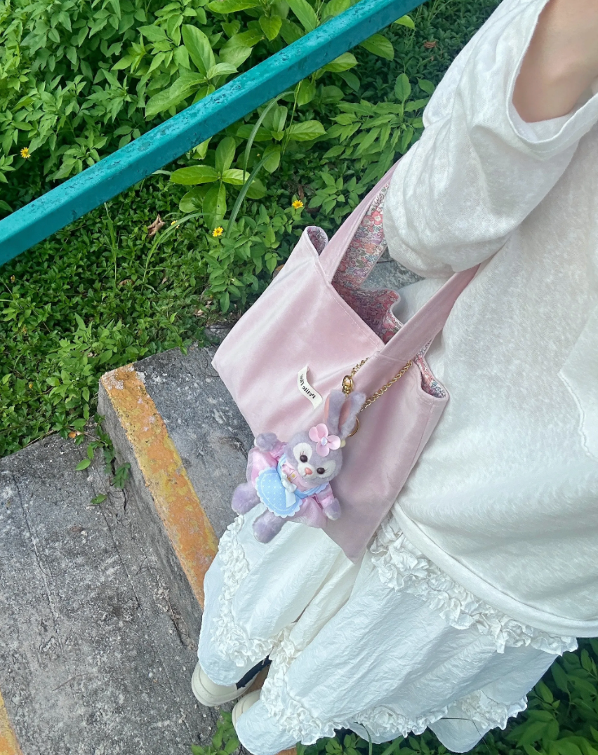 French Floral Print Doubleface Suede Handbag