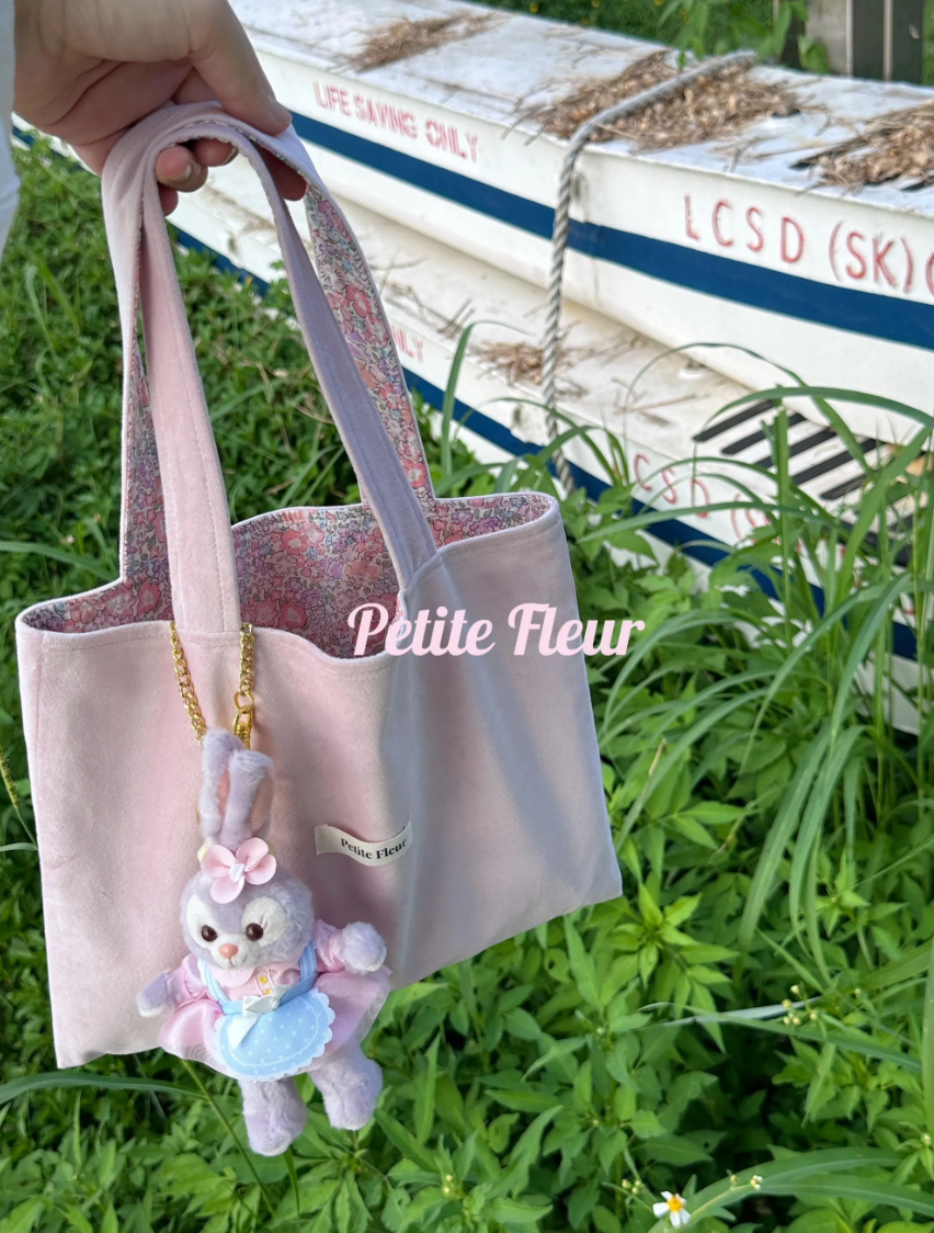 French Floral Print Doubleface Suede Handbag